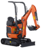 Orange compact excavator